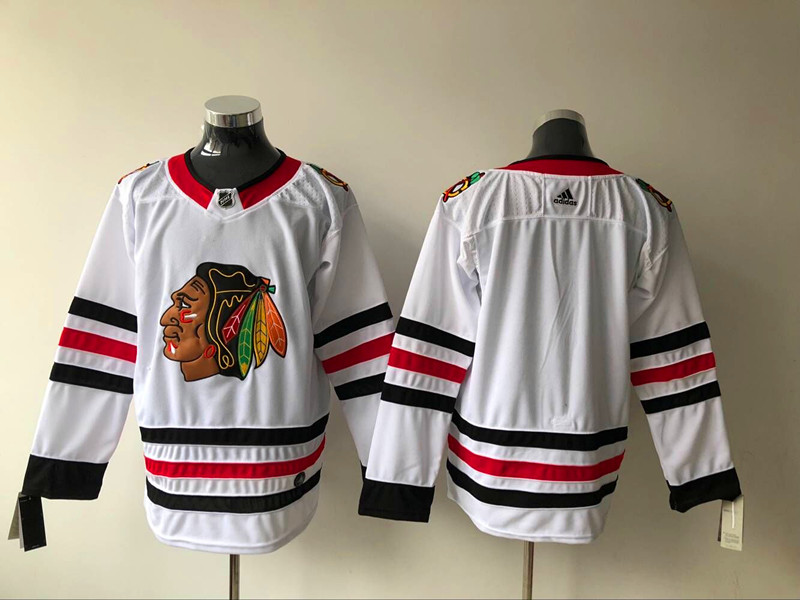 Men's Chicago Blackhawks White Away Authentic Blank Jersey Men's Chicago Blackhawks White Away Authentic Blank Jersey